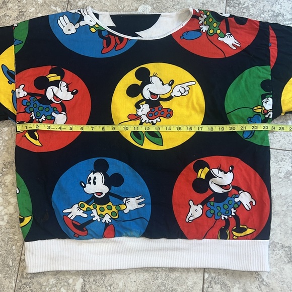 Vintage Mickey and Minnie Reversible Mouse Quilt Sweater Primary Color - Picture 11 of 14